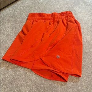 Lululemon Vibrant Orange Track That 5 inch Shorts size 4